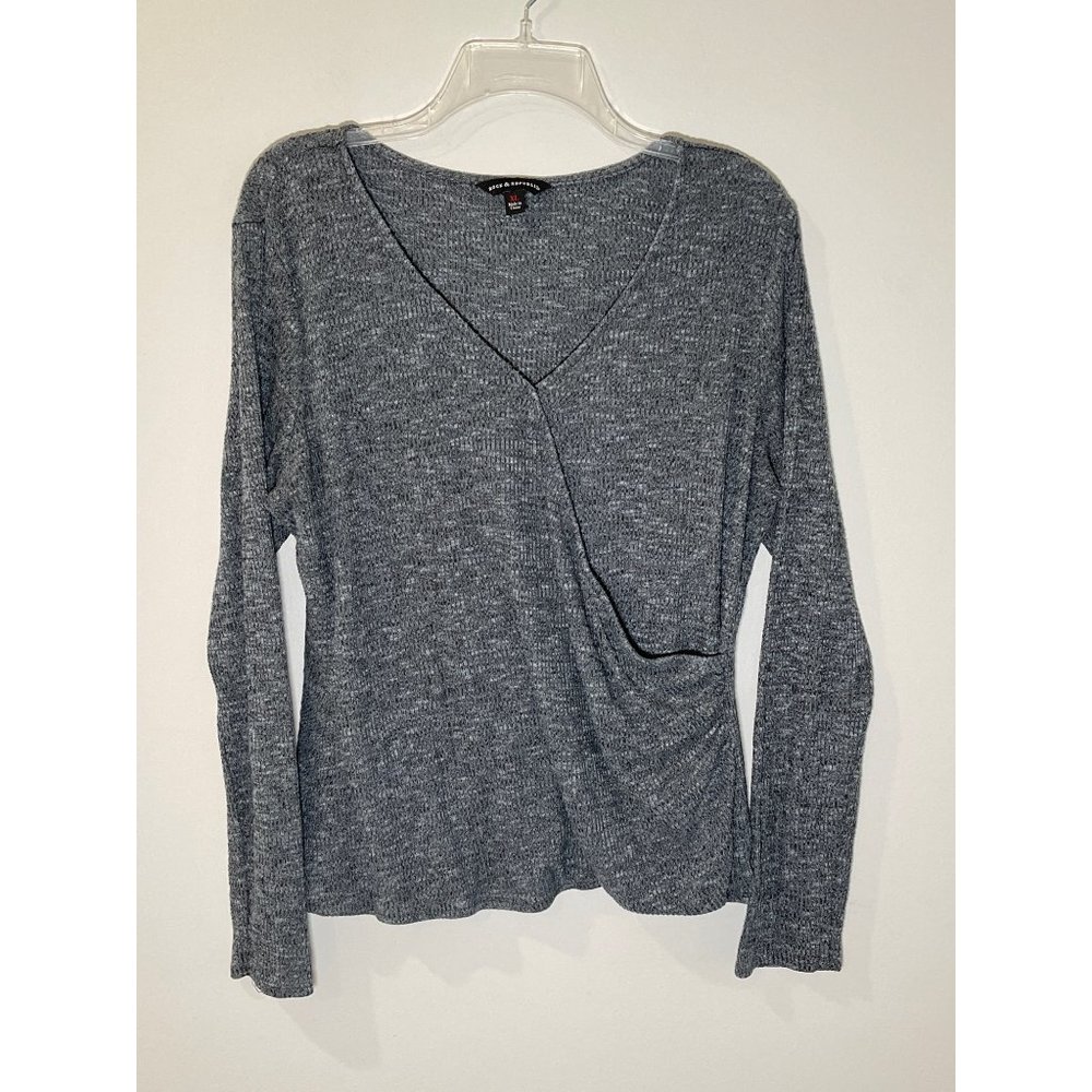 Rock & Republic Gray Faux Wrap Sweater Womens XL